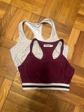 Burgundy & Gingham Racerback Sports Bras